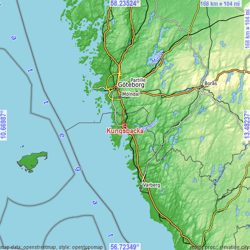 Topographic map of Kungsbacka
