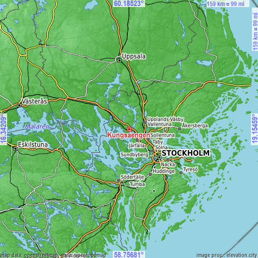 Topographic map of Kungsängen