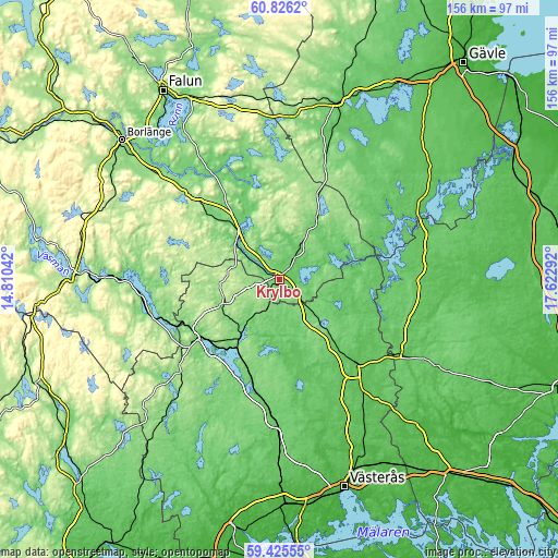 Topographic map of Krylbo