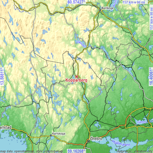 Topographic map of Kopparberg