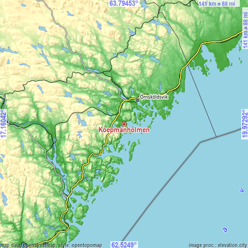 Topographic map of Köpmanholmen