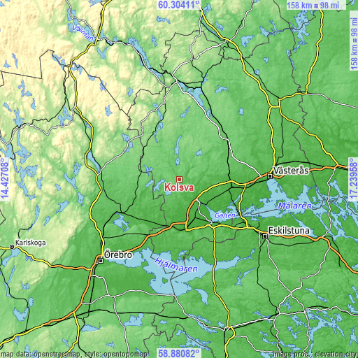 Topographic map of Kolsva