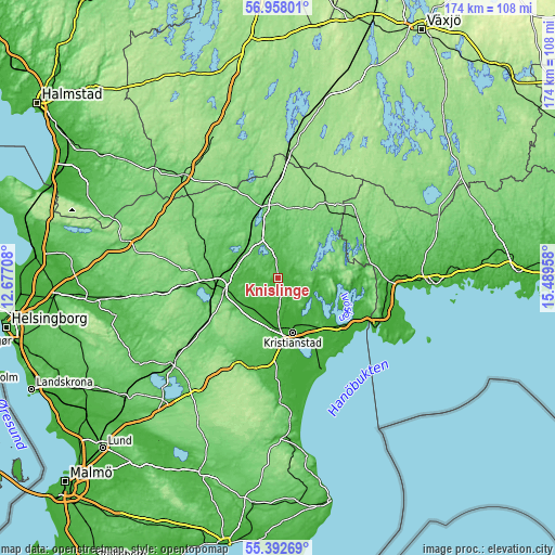 Topographic map of Knislinge