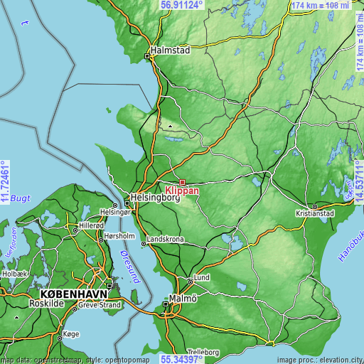 Topographic map of Klippan