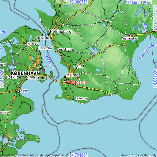 Topographic map of Klågerup