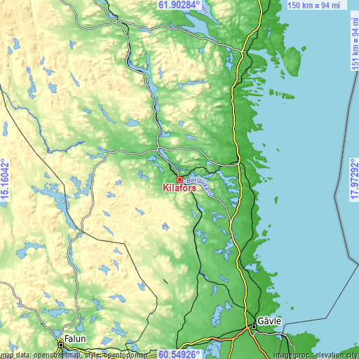 Topographic map of Kilafors