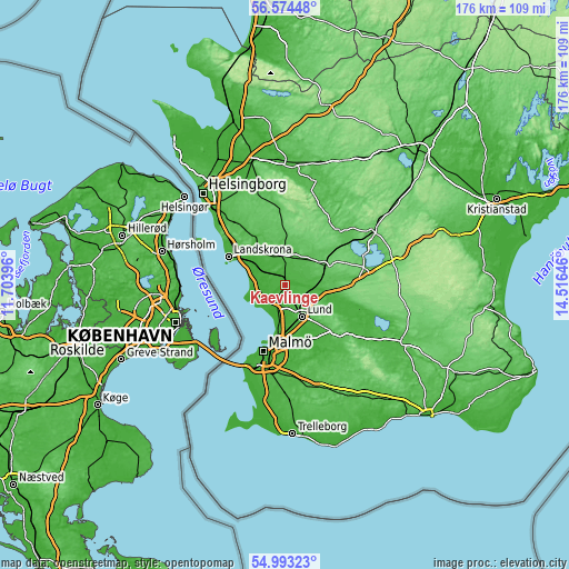 Topographic map of Kävlinge