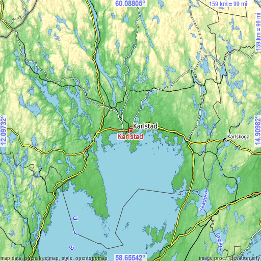 Topographic map of Karlstad