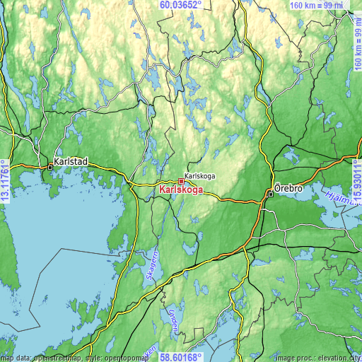 Topographic map of Karlskoga