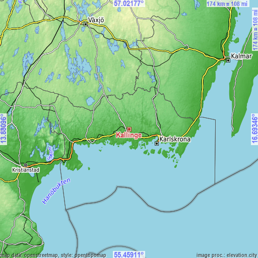 Topographic map of Kallinge