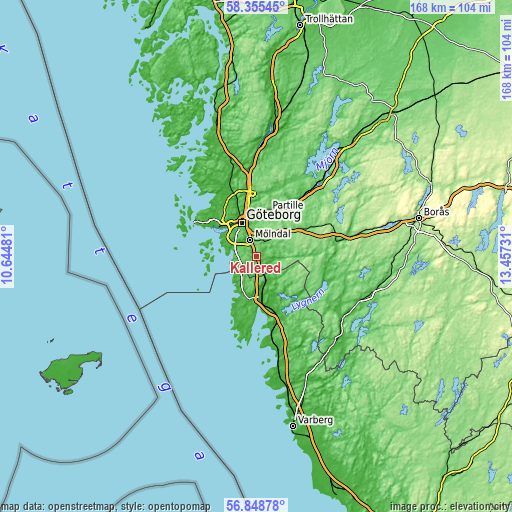 Topographic map of Kållered
