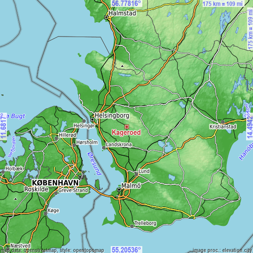 Topographic map of Kågeröd