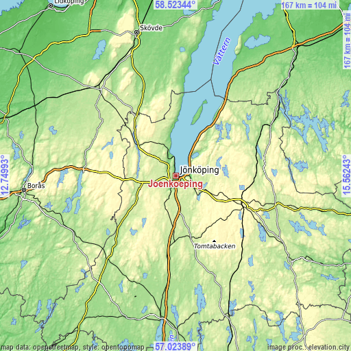 Topographic map of Jönköping