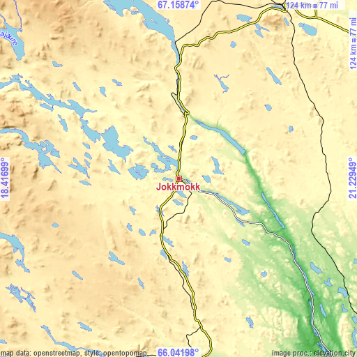 Topographic map of Jokkmokk