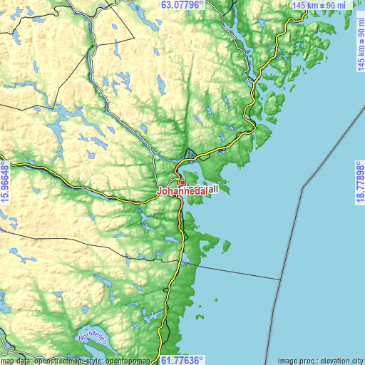 Topographic map of Johannedal