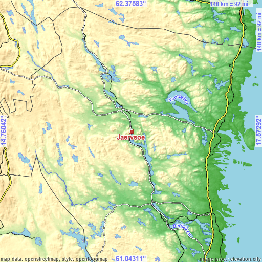 Topographic map of Järvsö