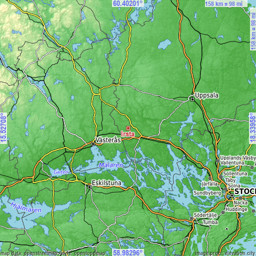 Topographic map of Irsta