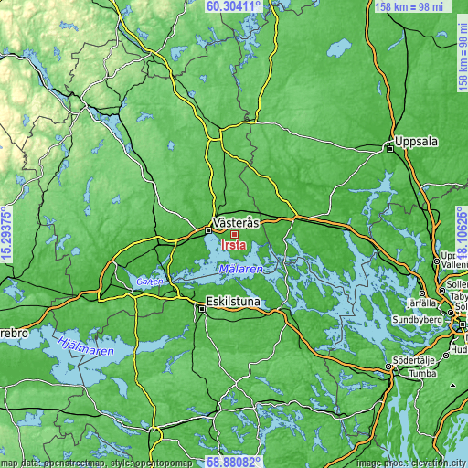 Topographic map of Irsta