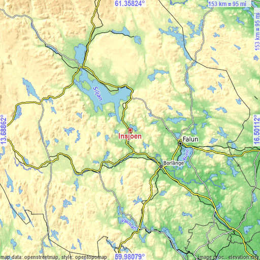 Topographic map of Insjön