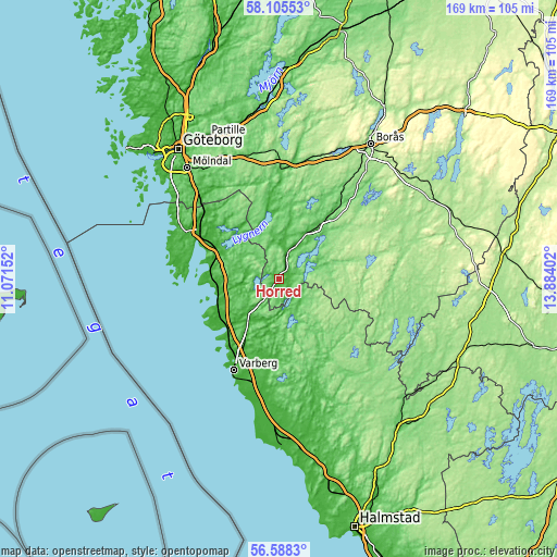 Topographic map of Horred