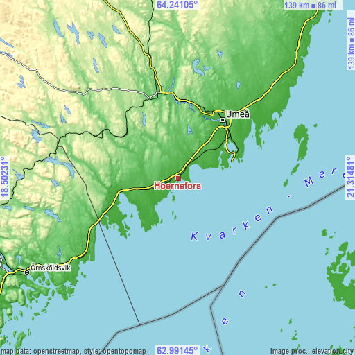 Topographic map of Hörnefors