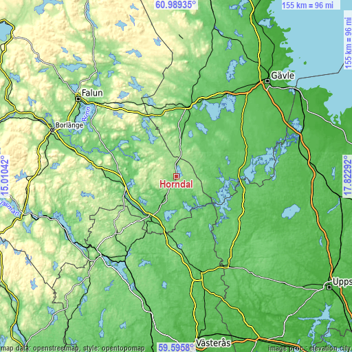 Topographic map of Horndal