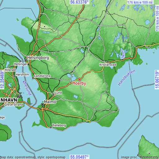 Topographic map of Hörby