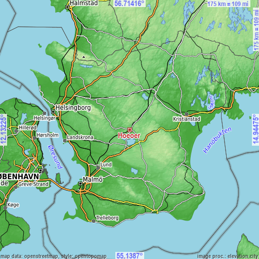 Topographic map of Höör