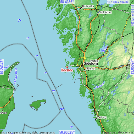 Topographic map of Hönö