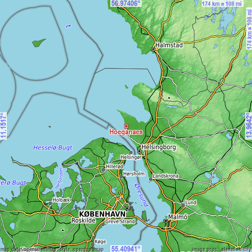 Topographic map of Höganäs