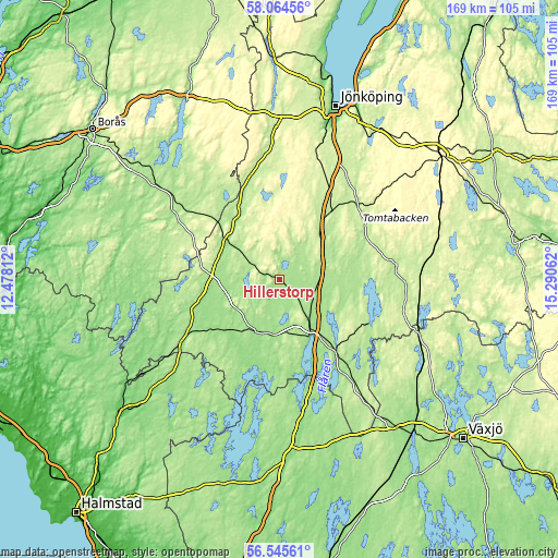 Topographic map of Hillerstorp