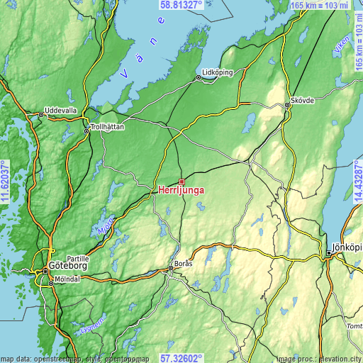 Topographic map of Herrljunga