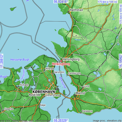 Topographic map of Helsingborg