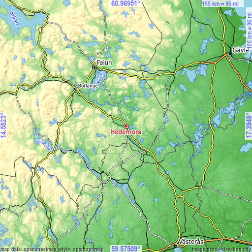Topographic map of Hedemora