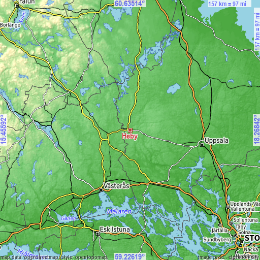 Topographic map of Heby