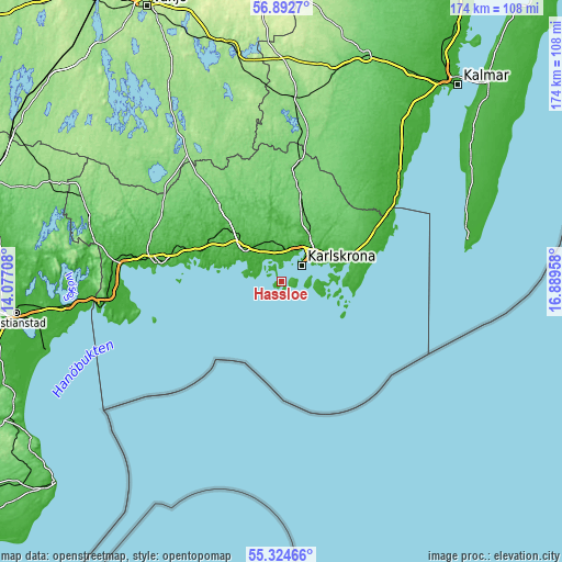 Topographic map of Hasslö