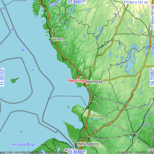 Topographic map of Harplinge