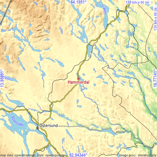 Topographic map of Hammerdal