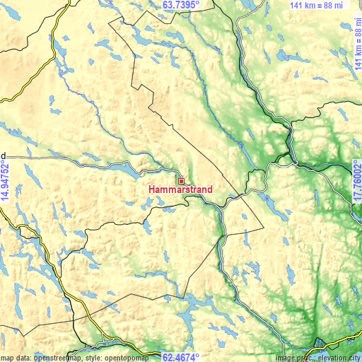 Topographic map of Hammarstrand