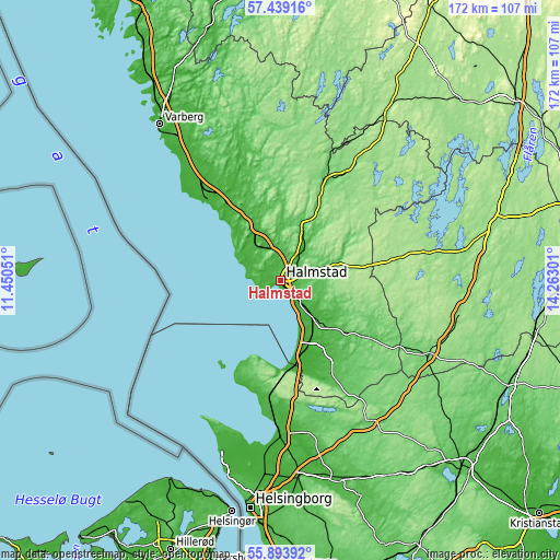 Topographic map of Halmstad