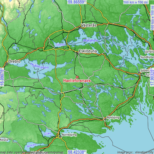 Topographic map of Hälleforsnäs