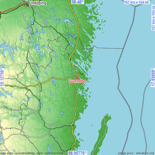 Topographic map of Gunnebo