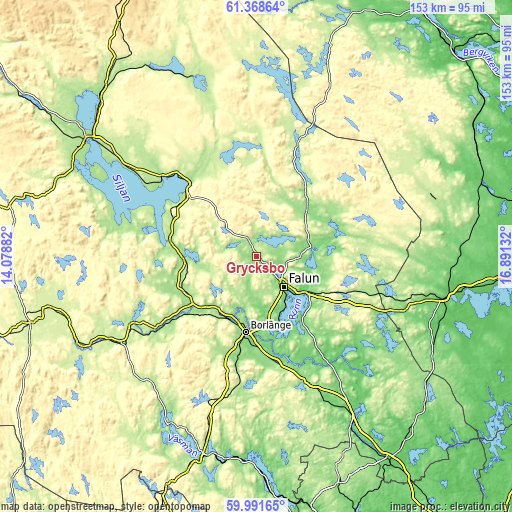 Topographic map of Grycksbo
