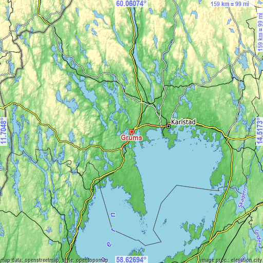 Topographic map of Grums