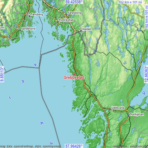 Topographic map of Grebbestad