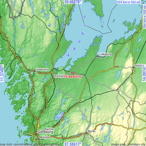 Topographic map of Grästorp