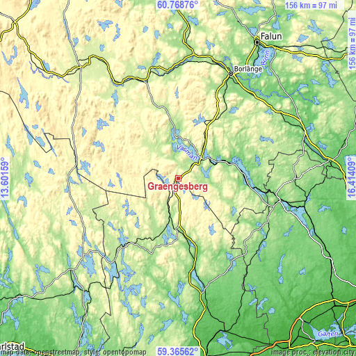 Topographic map of Grängesberg