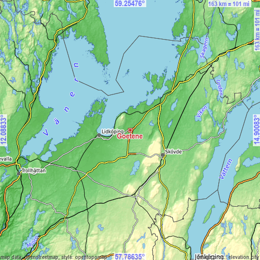 Topographic map of Götene