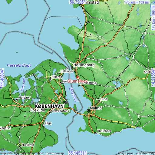 Topographic map of Glumslöv