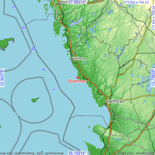 Topographic map of Glommen